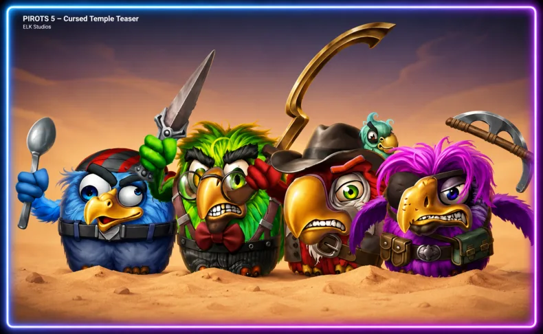 Main bird characters featured in Pirots 5 by ELK Studios