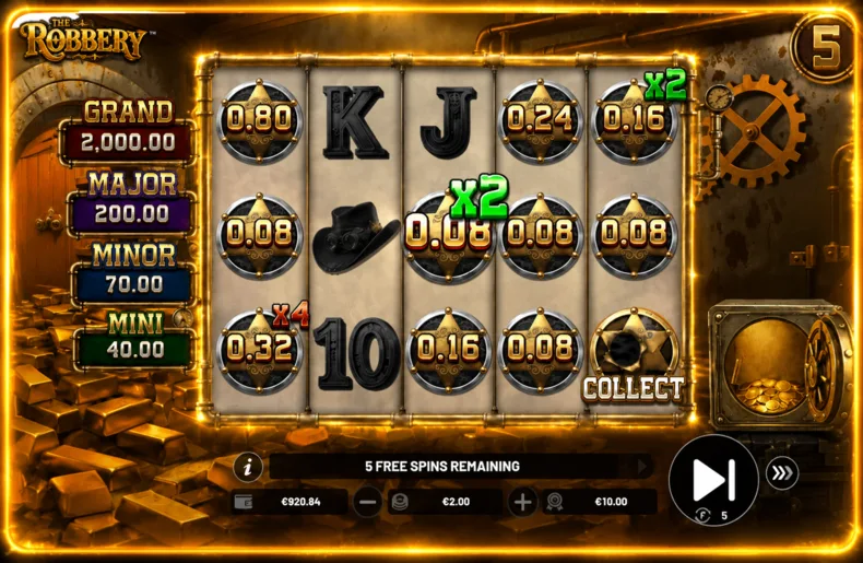 The Robbery Collect Coin Feature with Coin multipliers