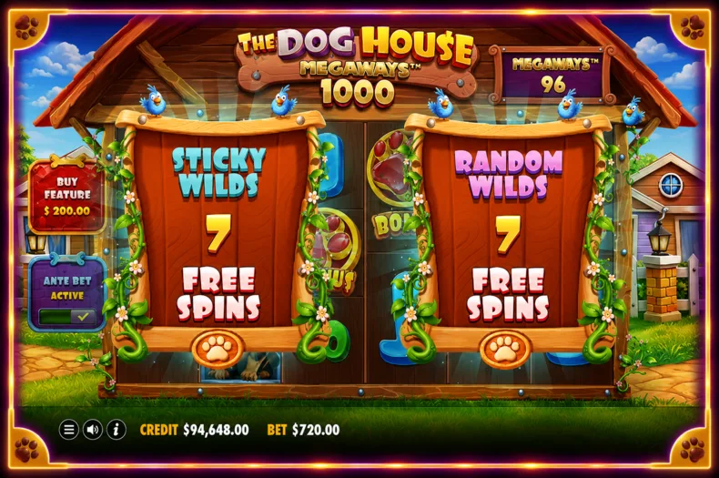 The Dog House Megaways 1000 Sticky Wilds and Random Wilds Free Spins selection