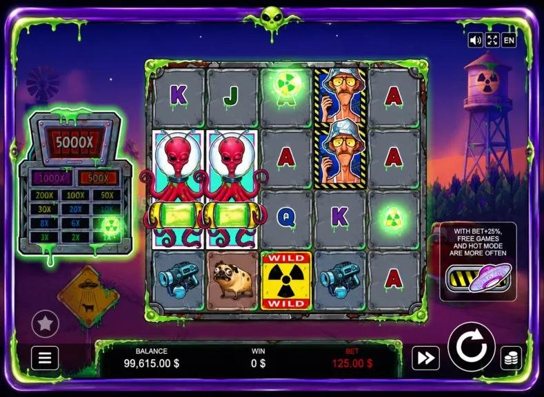 Slime Bonanza slot showing two Collector symbols, active Instant Win Table cells and Green Symbols on the reels.