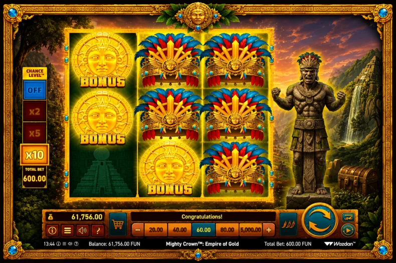 Bonus Game with a completed grid in Mighty Crown: Empire of Gold