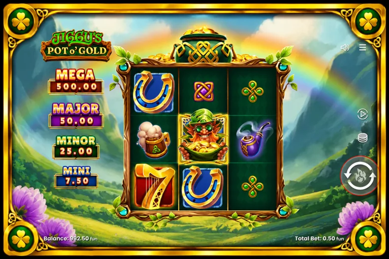Jiggy’s Pot O’ Gold gameplay featuring the 3×3 reels and Collector Symbol