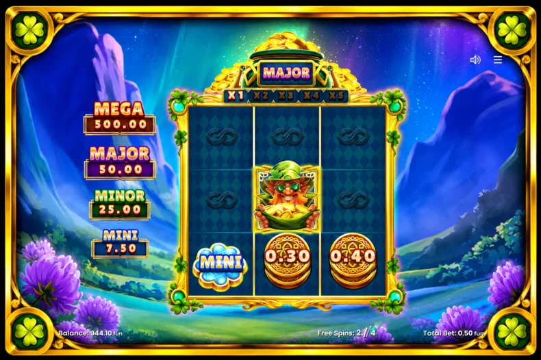 Free Spins gameplay in Jiggy’s Pot O’ Gold with the Collector Symbol and Instant Prize symbols