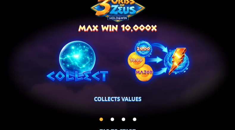 3 Orbs of Zeus Collect feature collecting Coin values during Hold & Win