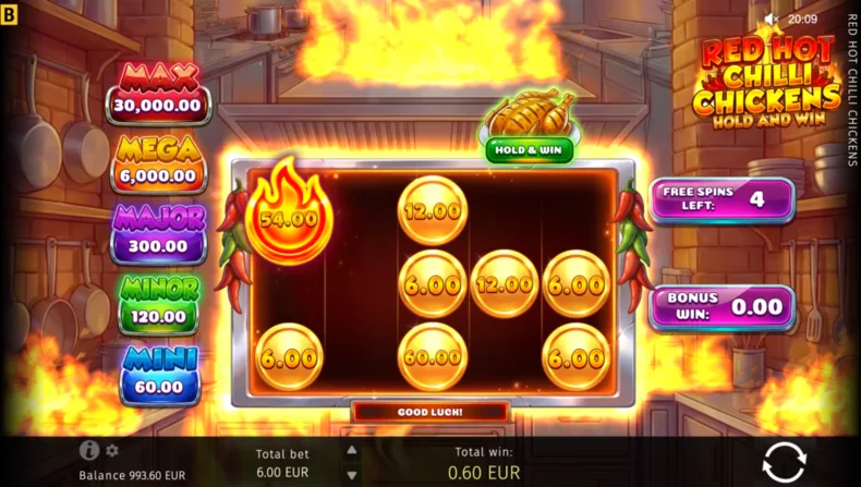 Red Hot Chilli Chickens Hold & Win Bonus