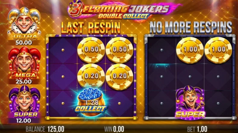 3 Flaming Jokers Double Collect Win