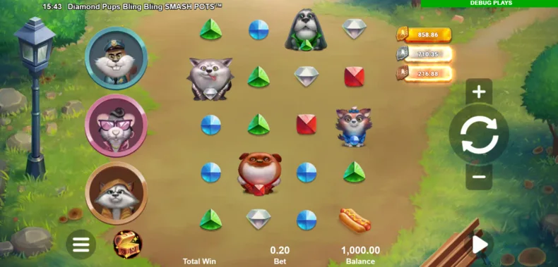 Diamond Pups Bling Bling Smash Pots Base Gameplay