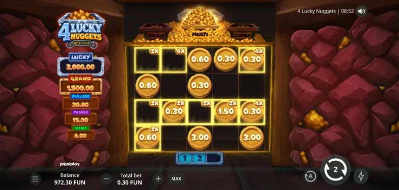 4 Lucky Nuggets Hold & Win Gameplay