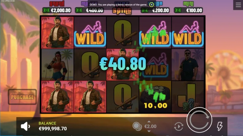 Vice Spins Base Gameplay