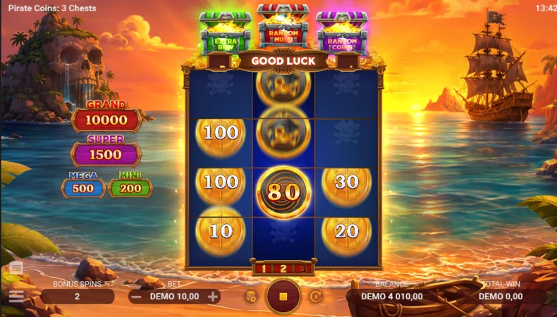 Pirate Coins 3 Chests Bonus Game