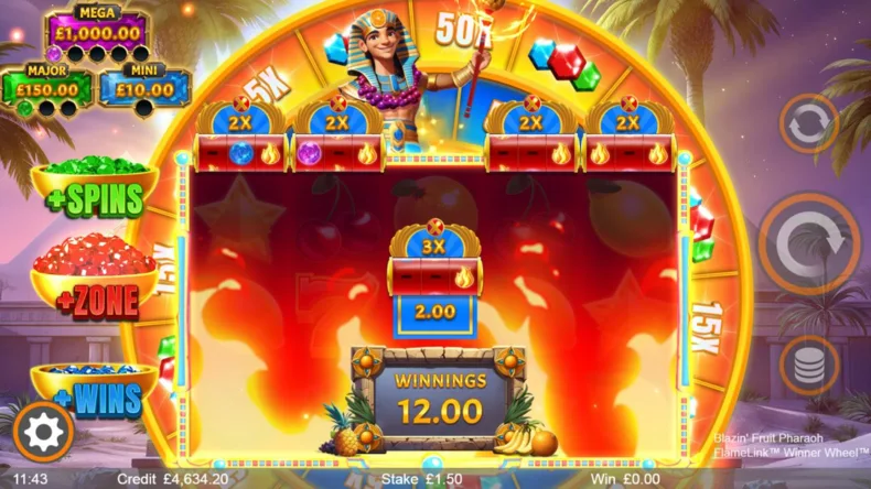 Blazin Fruit Pharaoh Multipliers