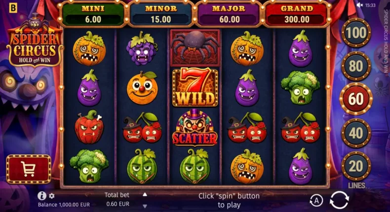 Spider Circus Hold and Win Base Gameplay