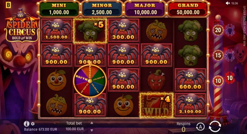 Spider Circus Hold and Win Bonus Round
