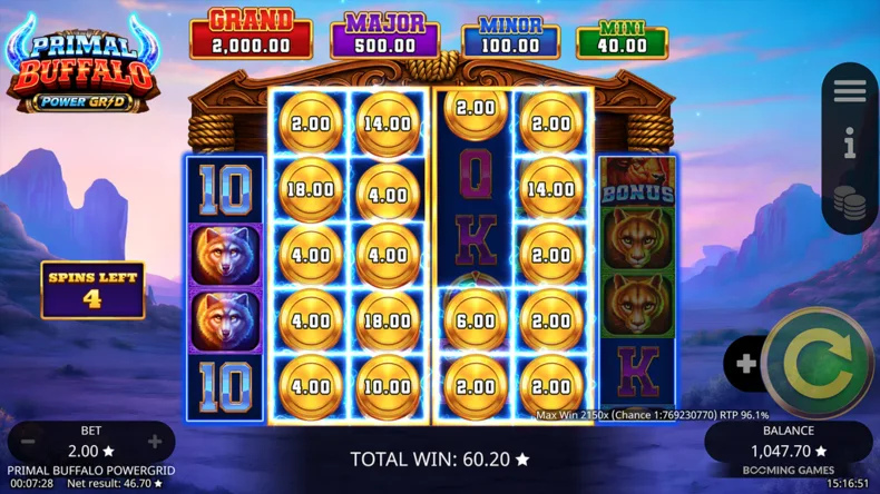 Primal Buffalo PowerGrid Free Spins