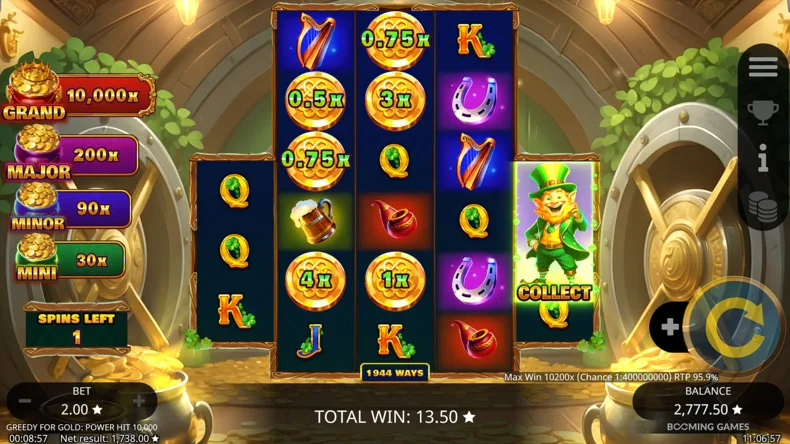 Greedy for Gold Power Hit 10000 Nudging Collector