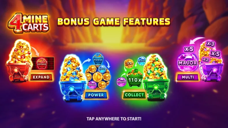 4 Mine Carts Bonus Features