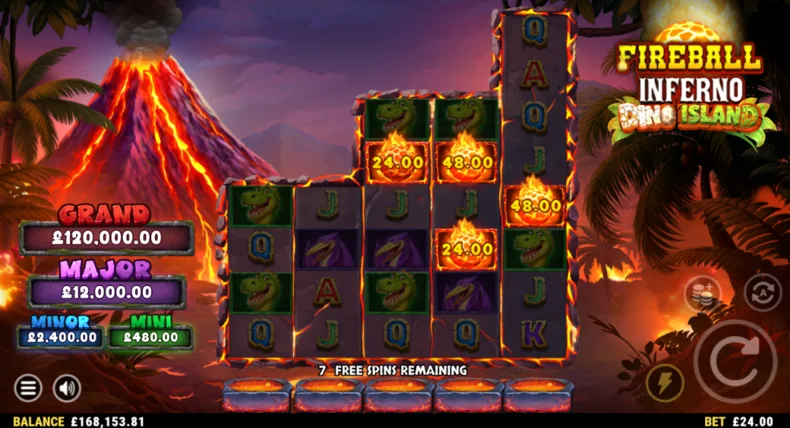 Fireball Inferno Dino Island Free Spins