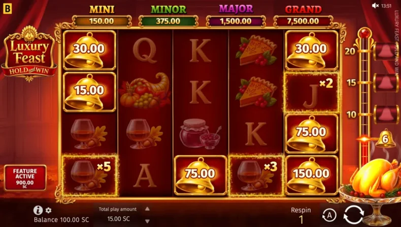Luxury Feast Hold and Win Feature Game