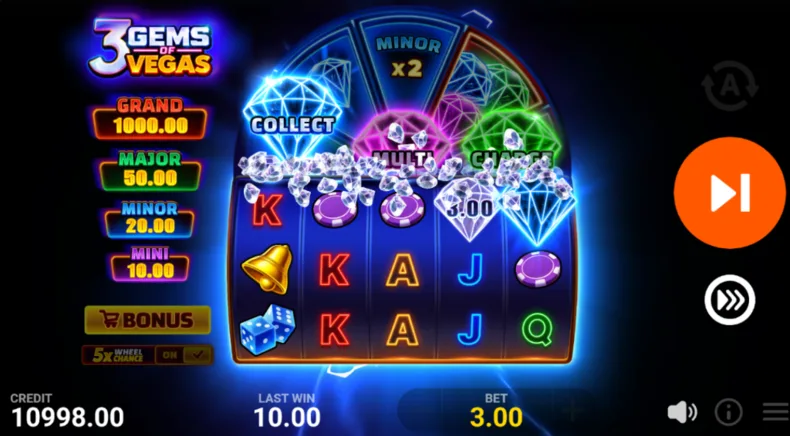 3 Gems of Vegas Super Wheel Collect Feature