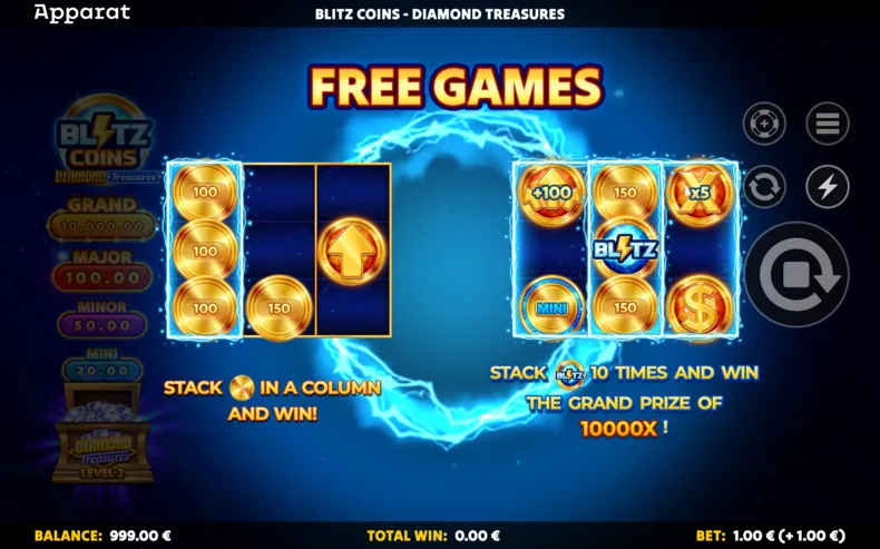 Blitz Coins - Diamond Treasures Free Games and Coin Stacks